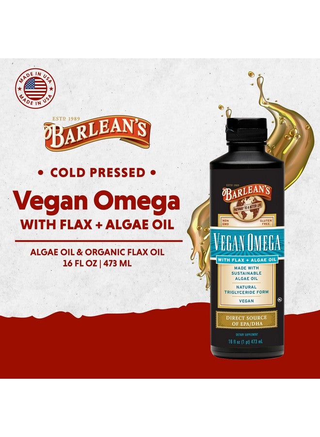 Barlean's Vegan Omega Liquid Flax and Algae Oil Plant Based EPA DHA Supplement from Algal Oil and Organic Flaxseed, Omegas 3 6 and 9 Fatty Acid Supplements, 16 Ounces - Image 2