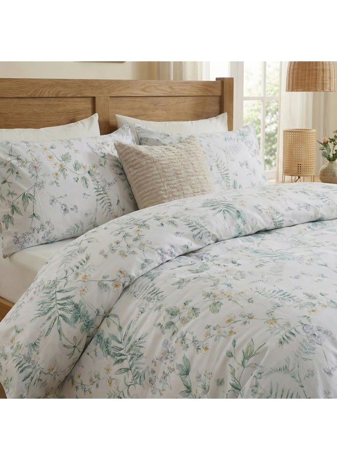 Cozaline 100% Cotton Duvet Cover Set Queen Size Vintage Chic Style Green Floral Duvet Cover Lightweight Floral Bedding Set with Zipper Closure for All Season, Exquisite, Ultra Soft - Image 5