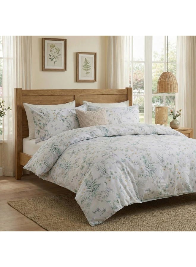 Cozaline 100% Cotton Duvet Cover Set Queen Size Vintage Chic Style Green Floral Duvet Cover Lightweight Floral Bedding Set with Zipper Closure for All Season, Exquisite, Ultra Soft - Image 2