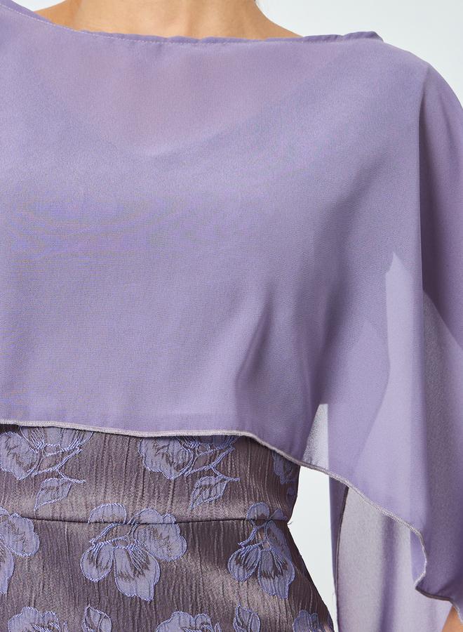 ستايلي فستان ميدي بأكمام كيب مزينة - Image 3