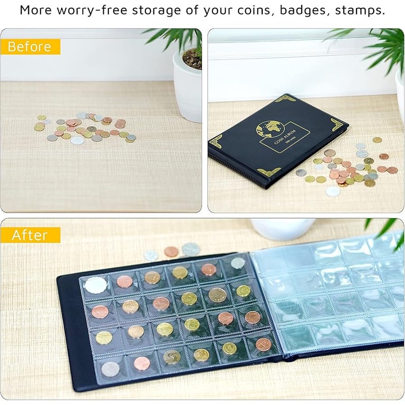 Aptbyte Coin Collection Holder Book Album For Collectors, 300 Pockets Organizer Storage Box Case Supplies 20 25 27 30 38Mm Coins- Black - Image 5