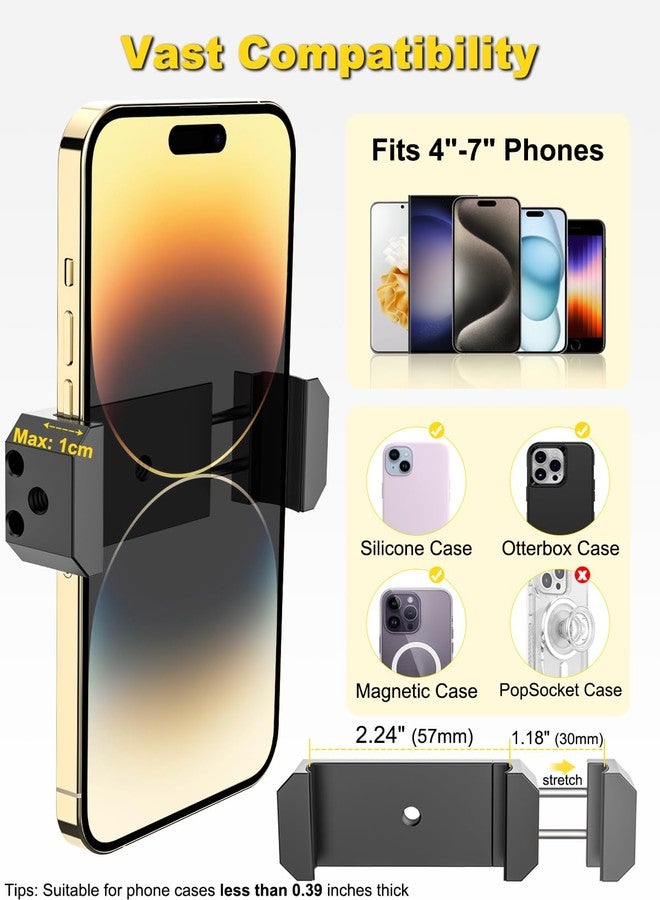 Dosvsi Sun Visor Car Phone Mount, Upgraded Durable All Metal - Cell Phone Holder for Car Visor, 360° Adjustable Steering Wheel Clip for iPhone 16 15 14 13 Pro Max, Glalaxy S A Serie, Z Flip,4-7" Phone - Image 4