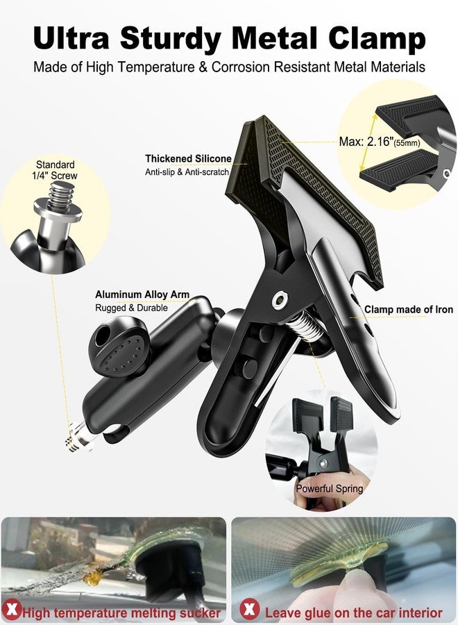 Dosvsi Sun Visor Car Phone Mount, Upgraded Durable All Metal - Cell Phone Holder for Car Visor, 360° Adjustable Steering Wheel Clip for iPhone 16 15 14 13 Pro Max, Glalaxy S A Serie, Z Flip,4-7" Phone - Image 5
