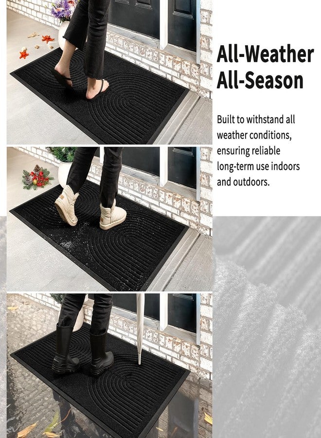 RORA Heavy Duty Door Mat Outdoor Entrance,Non Slip Welcome Mat Indoor, Natural Rubber Floor Mat for Entryway, Patio, Garage, Porch, 24"x36",Black - Image 5