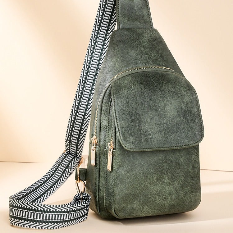 Women's PU Sling Bag Waist Pack with Zipper Closure, Polyester Lining and Multiple Interior Pockets - Image 3