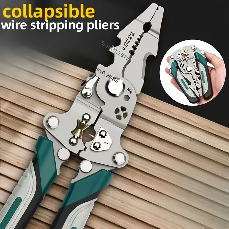 16 In 1 Foldable Industrial Wire Stripping Pliers With High Carbon Steel Blades - Image 2