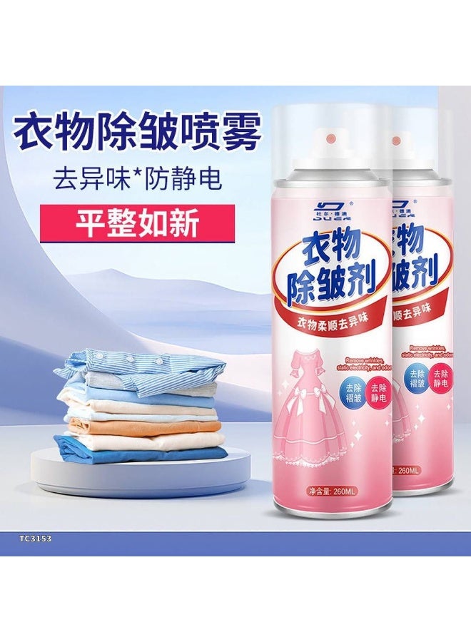 2-in-1 Wrinkle Releaser & Fabric Freshener Spray (260ml) - Instant Clothing Ironing Alternative | Odor Eliminator for Furniture, Bedding & Luggage | Long-Lasting Refreshing Scent. - Image 2