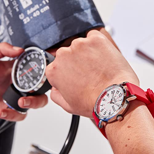 Speidel Scrub Watch™ Pulsometer 30 V2 Pulse Shade Quadrants Nurse Doctors Medical Professionals Students Men Women Easy Read Dial Military Time Second Hand Silicone Band Water Resistant-Black - Image 4