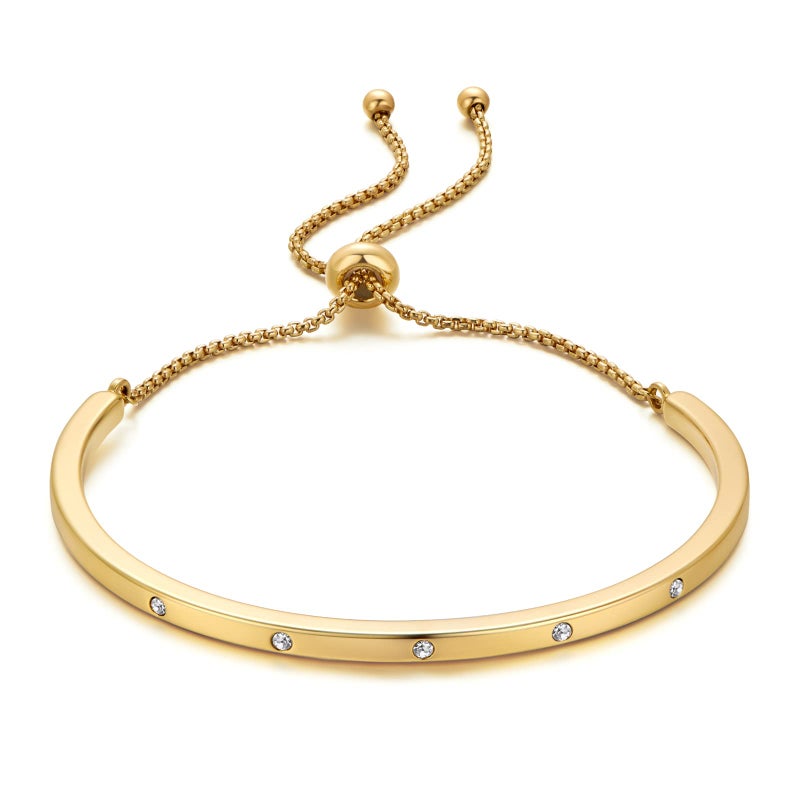 WOWORAMA Adjustable Slider Bracelets for Women Bar Friendship Bangle Bracelet for Women Gold/White Gold/Rose Gold Bolo Bracelet - Image 1