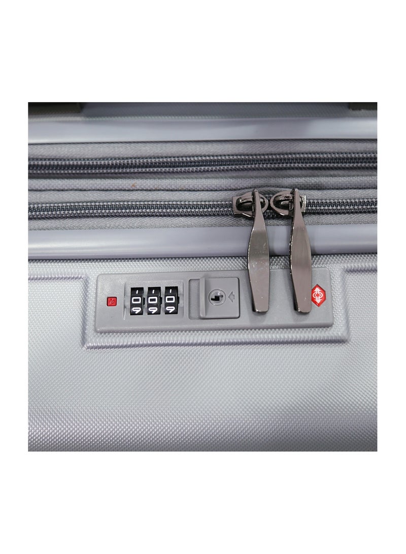 طقم حقيبة سفر صلبة بعجلات مكون من 3 قطع + أدوات مكياج مقاس L 28-M 24-S 20 - Bc 12 (رمادي، مجموعة من 3 قطع) - Image 5