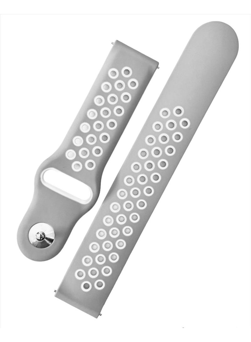 Replacement Strap Sport Silicone 20MM Compatible With Samsung Galaxy Watch 3 41mm- Gray White - Image 1