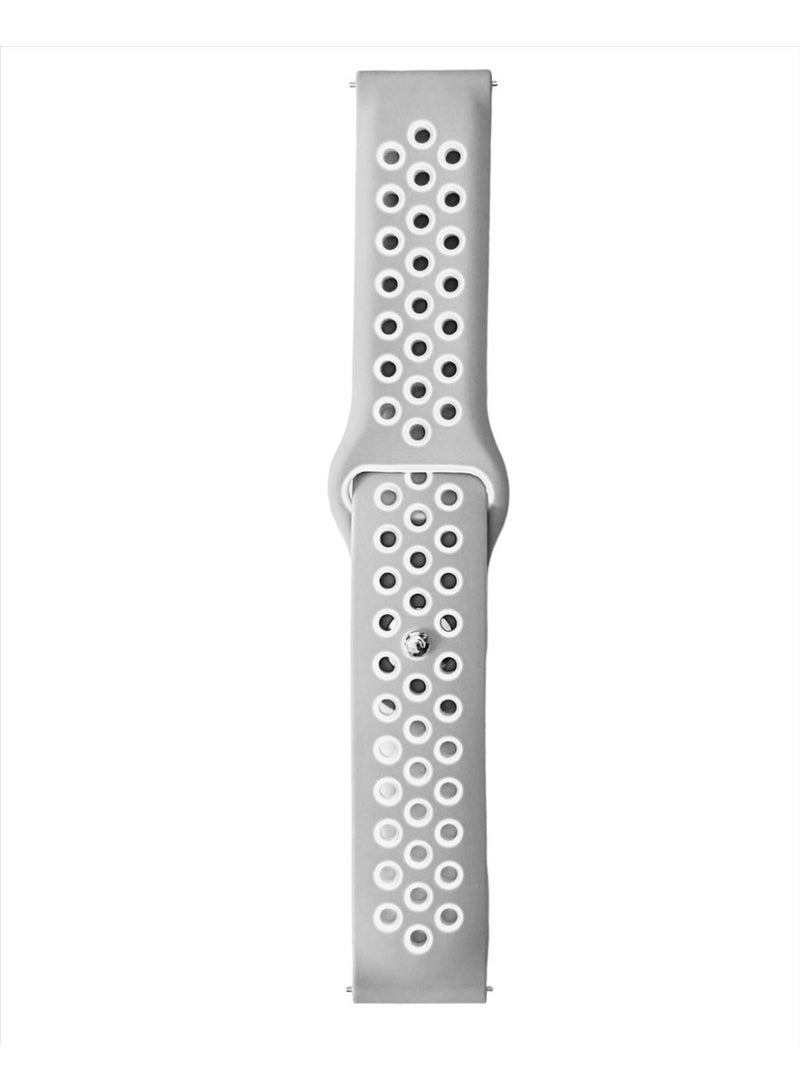 Replacement Strap Sport Silicone 20MM Compatible With Samsung Galaxy Watch 3 41mm- Gray White - Image 4