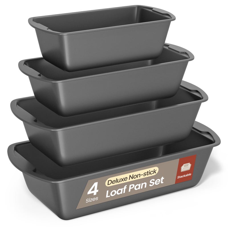 BAKKENMASTER Loaf Pan Set 4-Piece - Deluxe Nonstick Carbon Steel Bakeware for Perfect Bread and Cakes â€“ Dishwasher Safe, Premium Pans for Home Baking - Image 1