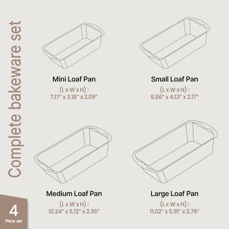 BAKKENMASTER Loaf Pan Set 4-Piece - Deluxe Nonstick Carbon Steel Bakeware for Perfect Bread and Cakes â€“ Dishwasher Safe, Premium Pans for Home Baking - Image 2