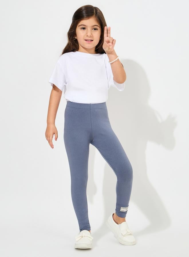 Styli Patch Detail Elastic Waistband Leggings  - Image 2