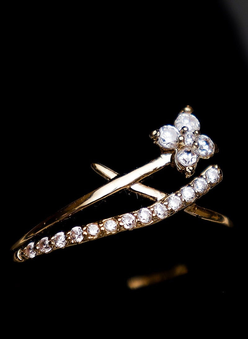 LMA Crystal Flower Gold-toned Ring - Image 2