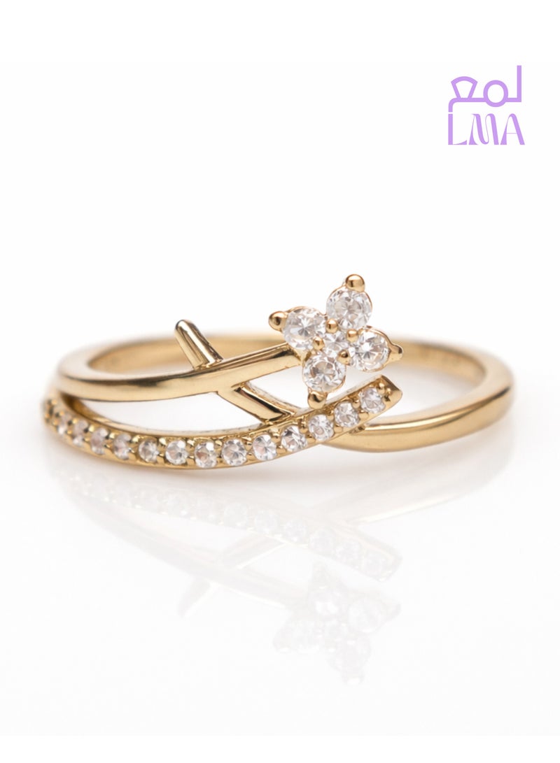 LMA Crystal Flower Gold-toned Ring - Image 1