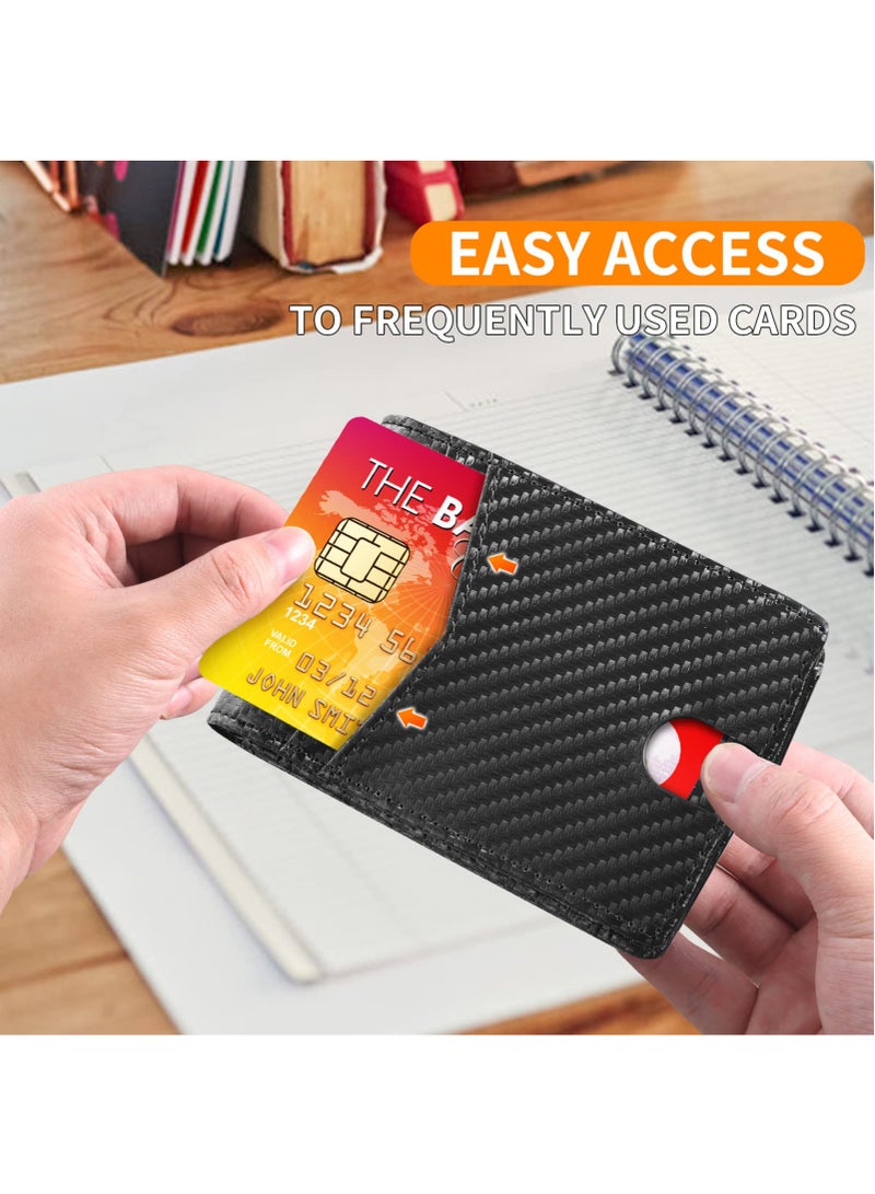 Excefore محفظة للرجال، محفظة Minimalist Bifold Airtags متوافقة مع بطاقات Apple Air، حافظة محفظة رفيعة للرجال تحجب RFID، سعة أكبر تصل إلى 12 بطاقة ائتمان مع صندوق هدايا، ألياف الكربون - Image 3