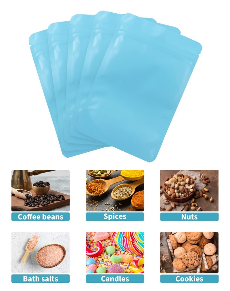 FireKylin 100 Pack Resealable Stand Up Bags,4.7" x 7.9" Smell Proof Pouch Sealable Foil Pouch Bags for Packaging (Blue) - Image 4