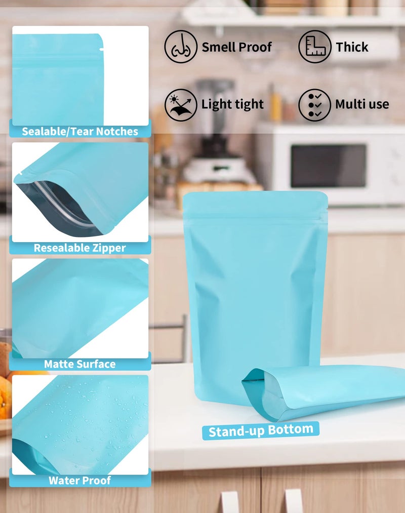 FireKylin 100 Pack Resealable Stand Up Bags,4.7" x 7.9" Smell Proof Pouch Sealable Foil Pouch Bags for Packaging (Blue) - Image 3