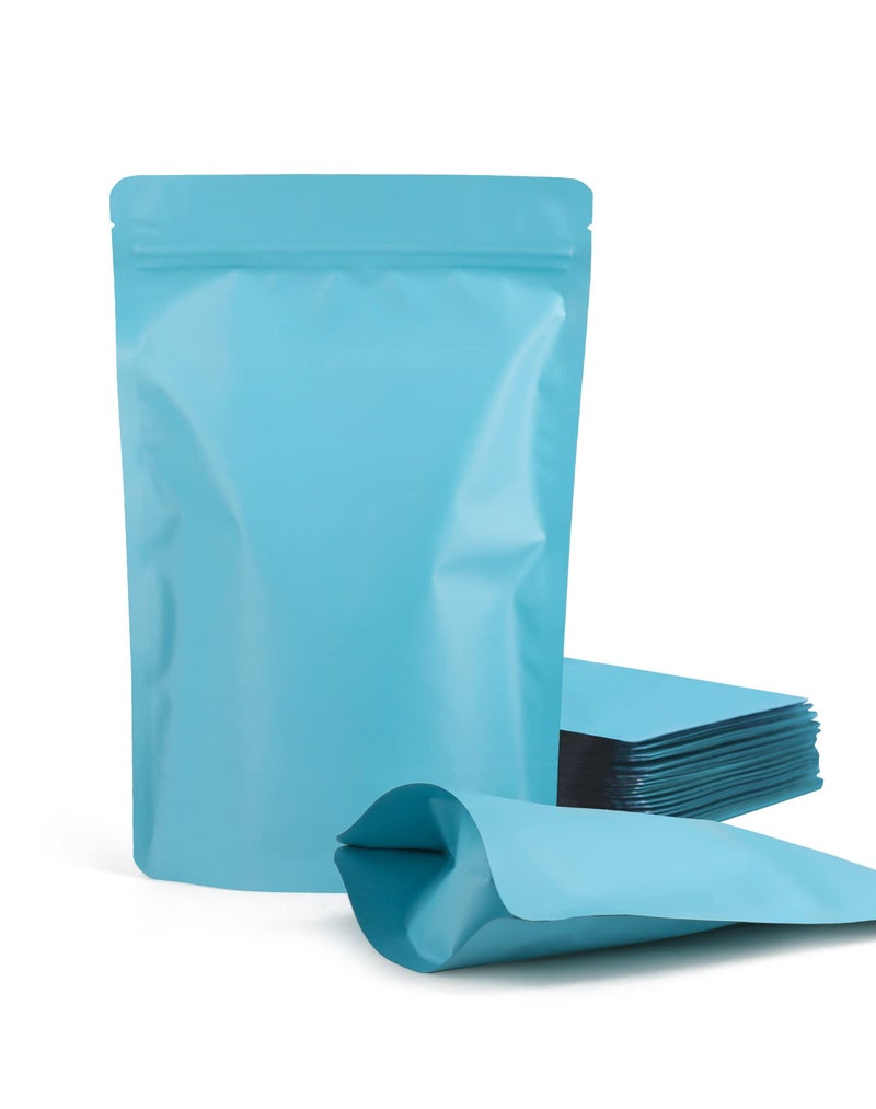 FireKylin 100 Pack Resealable Stand Up Bags,4.7" x 7.9" Smell Proof Pouch Sealable Foil Pouch Bags for Packaging (Blue) - Image 1