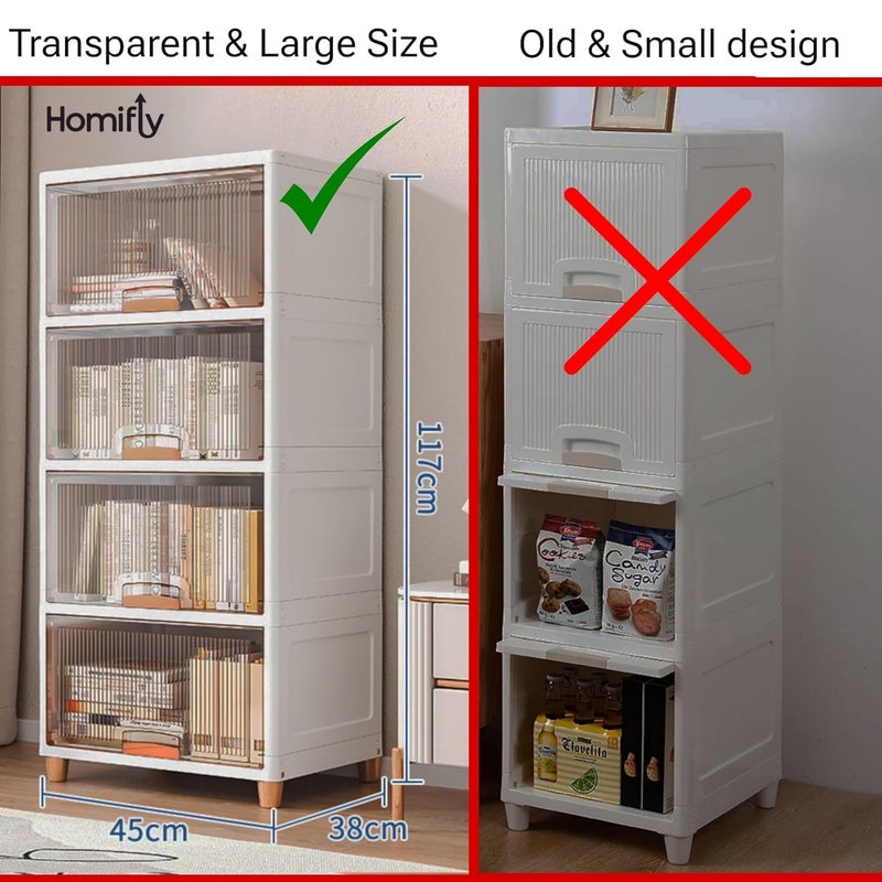 HOMIFLY 6 Tier Foldable Plastic Kitchen CupboardCloth Rack for StorageVersatile and Sturdy Wardrobe for ClothesStorage OrganizerCloset for BedroomLiving RoomLaundry RoomStudyWhite - Image 2