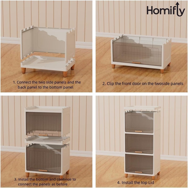 HOMIFLY 6 Tier Foldable Plastic Kitchen CupboardCloth Rack for StorageVersatile and Sturdy Wardrobe for ClothesStorage OrganizerCloset for BedroomLiving RoomLaundry RoomStudyWhite - Image 3