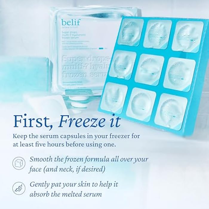 belif Super Drops Multi-7 Hyaluronic Frozen Serum - Hydrating, Soothing, Depuffing Serum with Peptides & Caffeine, Enhances Skin Elasticity, Korean Skincare, 5mlx9EA - Image 5