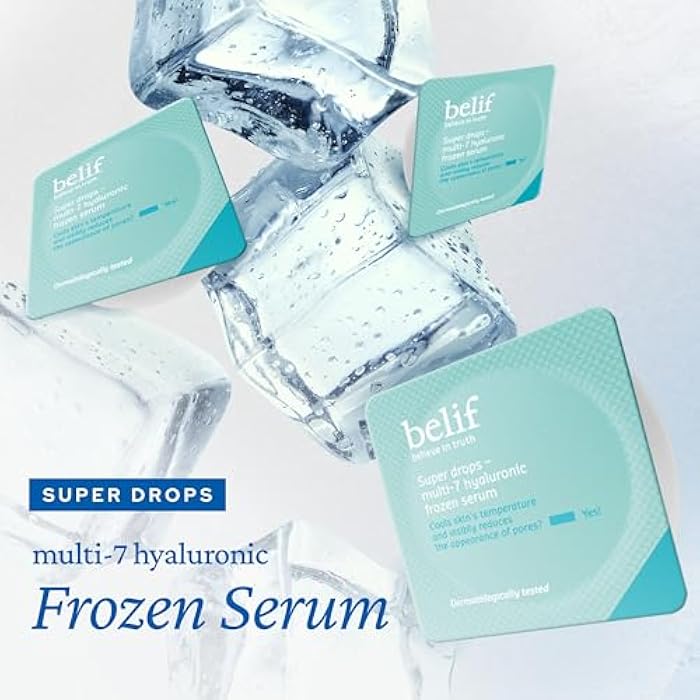 belif Super Drops Multi-7 Hyaluronic Frozen Serum - Hydrating, Soothing, Depuffing Serum with Peptides & Caffeine, Enhances Skin Elasticity, Korean Skincare, 5mlx9EA - Image 2