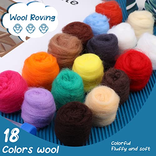 IMZAY Needle Felting Kit, Needle Felting Starter Kit with Exquisite Green Storage Bag, Wool Roving 18 Colors Set, Needle Felting Tools Kit, Wool Felt Tools for Felted Animal Needle Felting Supplies - Image 3
