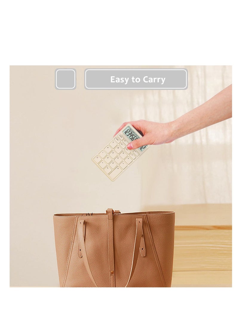 Excefore Mini Portable Calculator, Hold with one Hand, 5.4 * 3.3inStandard Calculator 12 Digit with Large LCD Display, Suitable for Office, School, Home & Business Use (Beige) - Image 4