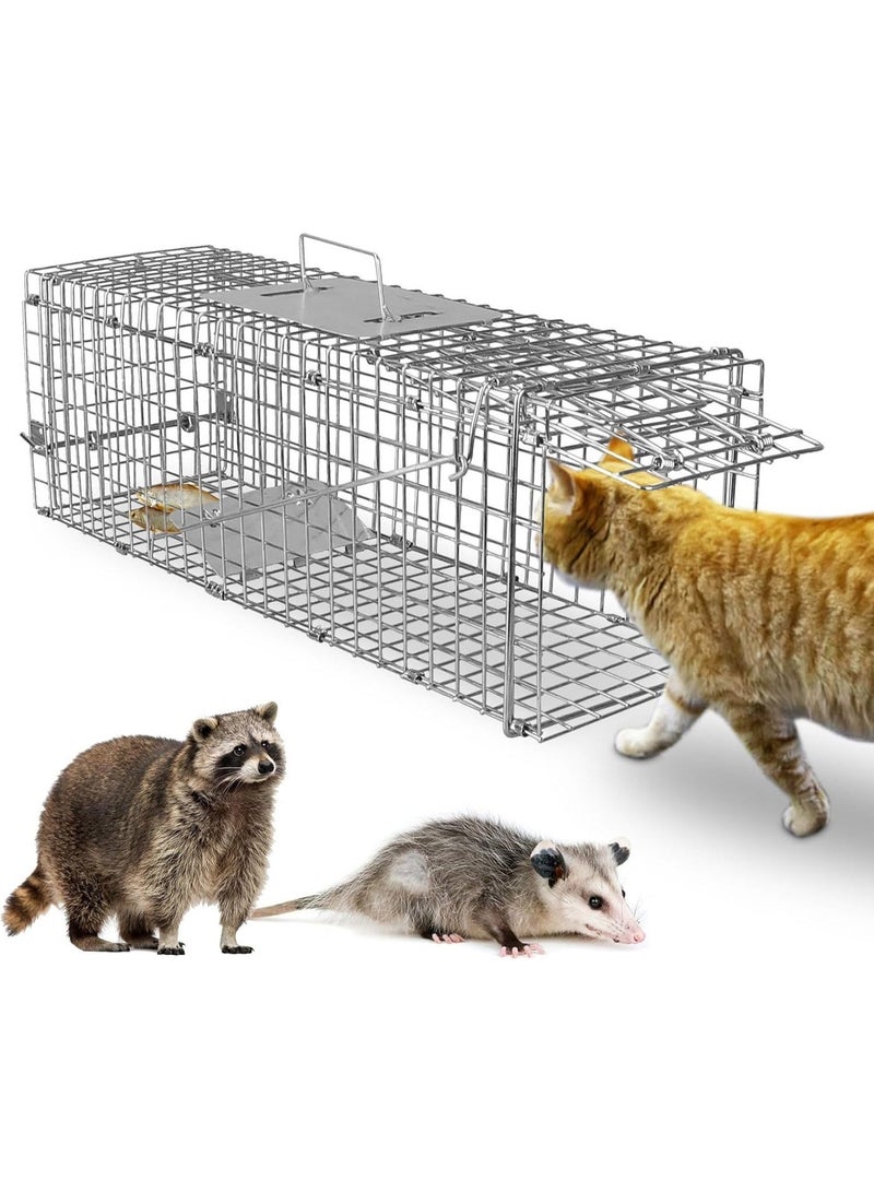 زيريفام قفص فخ الحيوان, الكبيرة الحية قفص الحيوان فخ فخ مجموعة, قابلة للطي القفص التقاط, الفولاذ قابلة للطي مع دواسة الزناد, للإنسانية الصيد الإفراج عن الأرانب, قطة متجولة, راكون, الثقيلة - Image 1