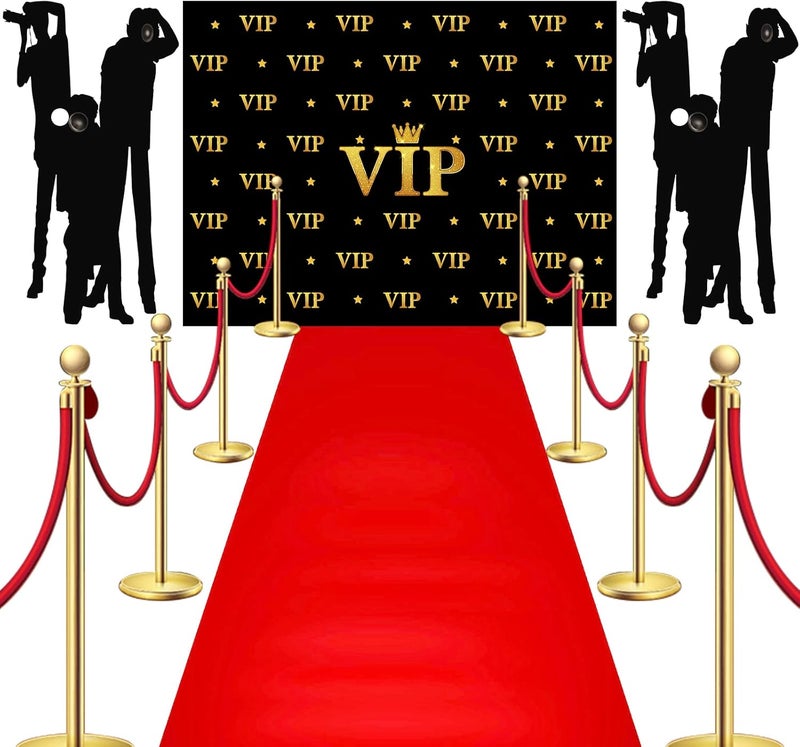 Timtin تيمتن 6.5 × 5 قدم خلفية تصوير VIP خلفية السجادة الحمراء لافتة فيلم سينمائي دعائم المصورين ملحقات حفلات وممر السجادة الحمراء 2.6 × 15 قدم مع شريط لاصق للسجادة لتزيين الحفلات ذات الطابع الخاص - Image 1