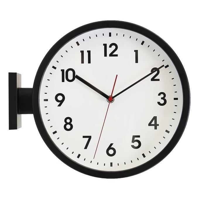 66296A BLACK FRAME DOUBLE SIDED ALUMINUM WALL CLOCKSIMPLE DESIGNCLASSIC ALUMINUM STATION CLOCKQUIET AND ELEGANT STYLESUITABLE FOR HOME
