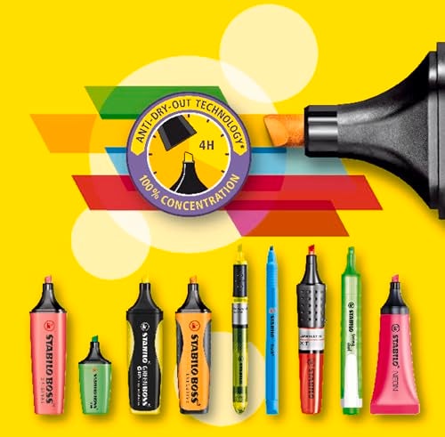 STABILO Highlighter flash - Wallet of 4 - Assorted Colours - Image 5