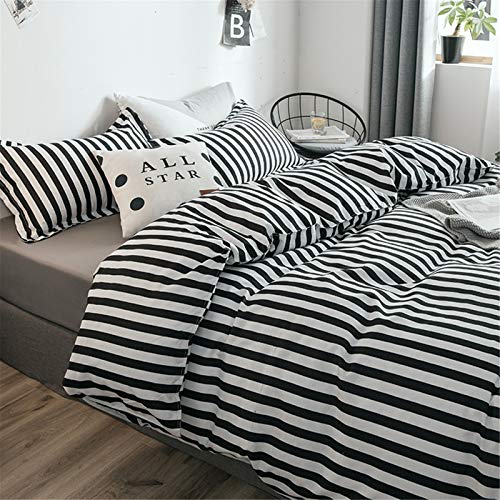 Cottonight Striped Comforter Set Queen White and Black Striped Comforter Full Vertical Modern Cotton Soft Breathable Bedding Comforter Set for Women Men Adults Kids - Image 4