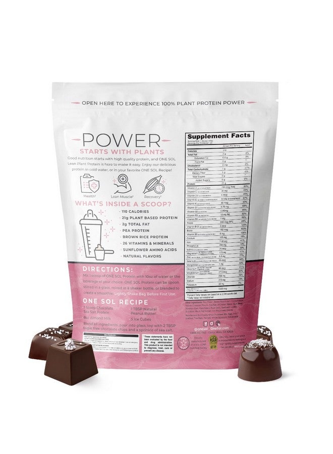 One Sol One Sol Lean Plant Protein Powder Chocolate Sea Salt, Low Carb, Gluten Free, Lactose Free, No Sugar Added, Soy Free, Non-GMO, 100% Plant Based & Vegan Friendly  - Image 2