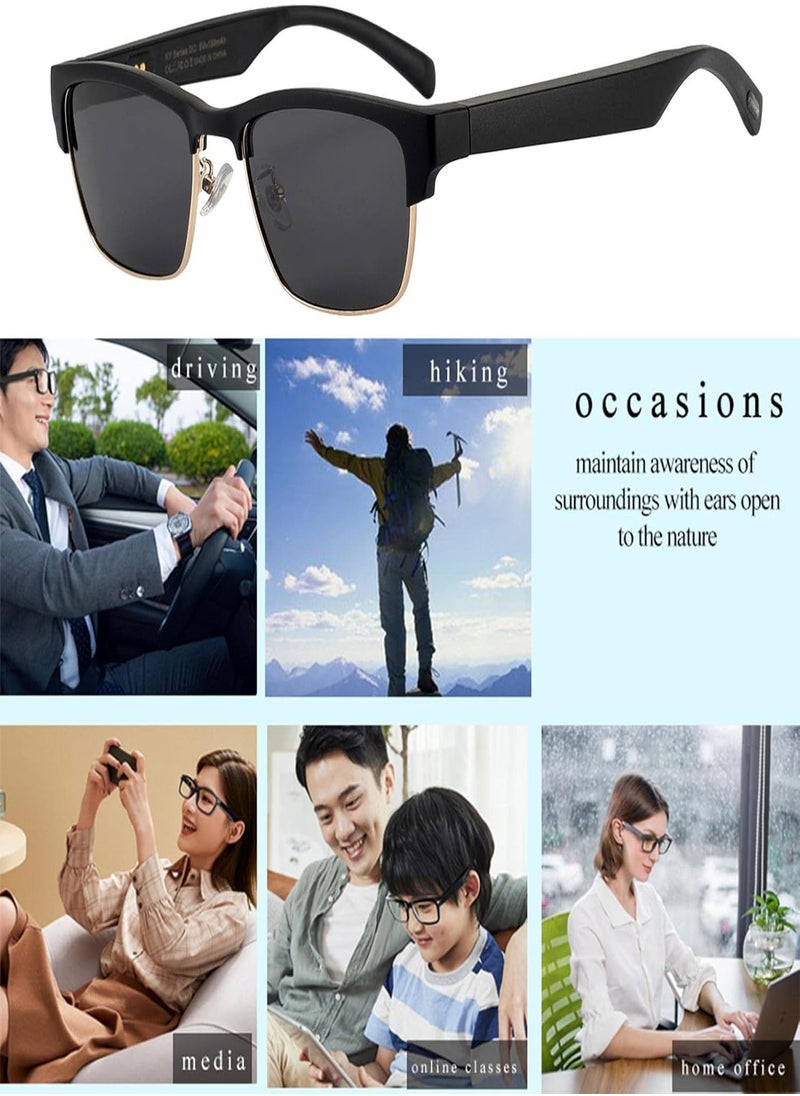 GGOOT - Smart Audio Glasses, Bluetooth Glasses, Wireless Polarized Sunglasses with Open Ear Headphone Speaker, Music Playback, Voice Control and Hands-Free Function for Men and Women - Image 1