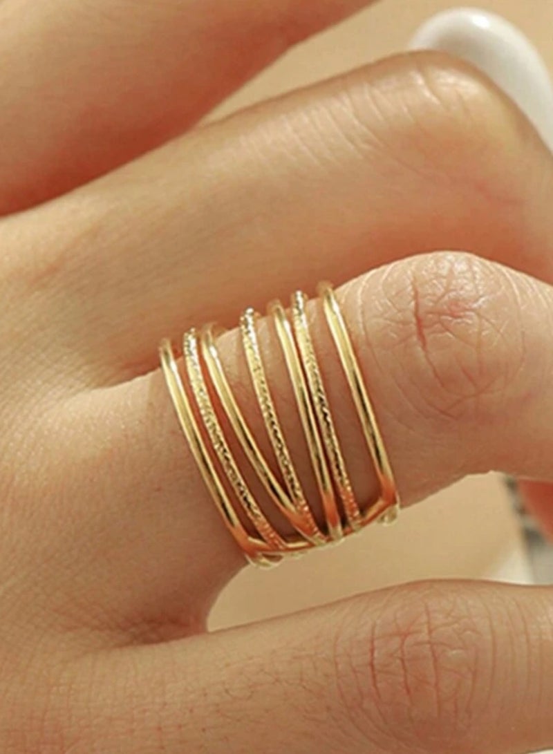 إيكوال خاتم نسائي من الاستانلس ستيل مطلي باللون الذهبي بمقاس موحد - Image 2