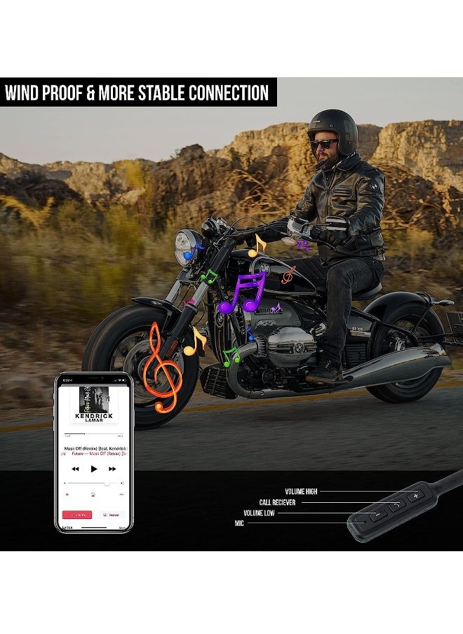 Generic - Helmet Bluetooth Headset Universal Wireless Motorcycle Bluetooth Intercom for Helmet with 5 Hours Playing time Speakers Hands-Free Music Call Control Mic Earphones - Image 1