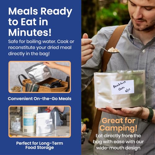 Wallaby 10 Count MRE Mylar Bags with 400cc Oxygen Absorbers, 15 Mil Total Thickness Long-Term Food Storage Pouches, 6.5x8.5 Stand-Up Zipper Heat-Sealable Airtight Packaging - Silver - Image 2