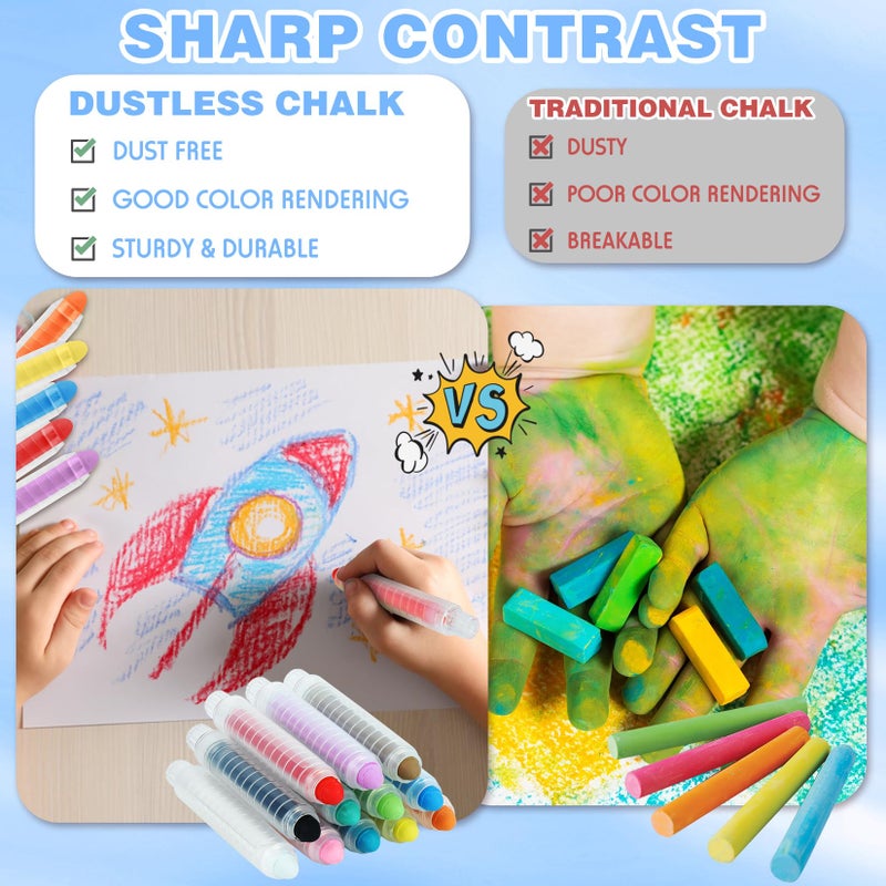 Zhenbuco Sidewalk Chalk for Kids - 24 PCS Colored Non-Toxic Twistable Easter Dustless Chalk with Holder, Dust-free Washable Toddler Chalk for Chalkboard Drawing Writing (Plastic Box-Packed) - Image 3