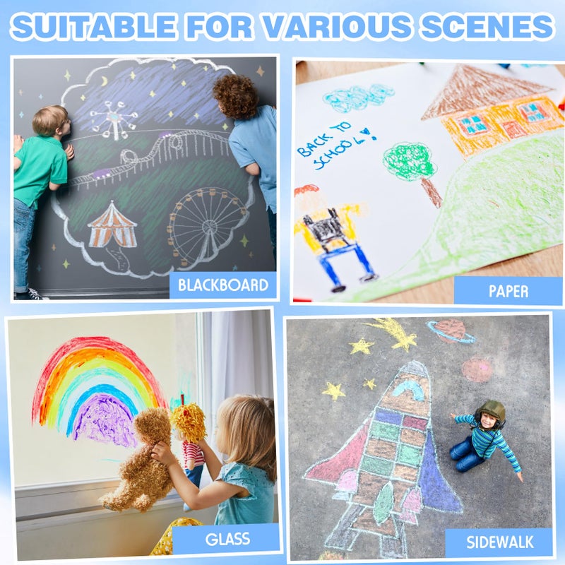 Zhenbuco Sidewalk Chalk for Kids - 24 PCS Colored Non-Toxic Twistable Easter Dustless Chalk with Holder, Dust-free Washable Toddler Chalk for Chalkboard Drawing Writing (Plastic Box-Packed) - Image 5