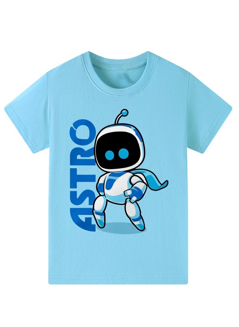general Astro Bot Printed Short Sleeve T-Shirt with Multiple Sizes Cartoon Graphic Crew Neck Tee for Fans Daily Casual Summer Wear - Image 1