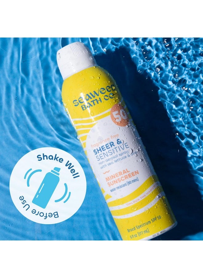 شركة Seaweed Bath Co. رذاذ معدني حساس SPF 50 واسع الطيف للحماية من الشمس، 6 أونصة، خالي من العطور، أعشاب بحرية محصودة بشكل مستدام، خس البحر، صبار - pzsku/Z62BD65F490F241879213Z/45/_/1719247235/73beb406-c772-4f44-86a1-f7bd4d8cc0c9