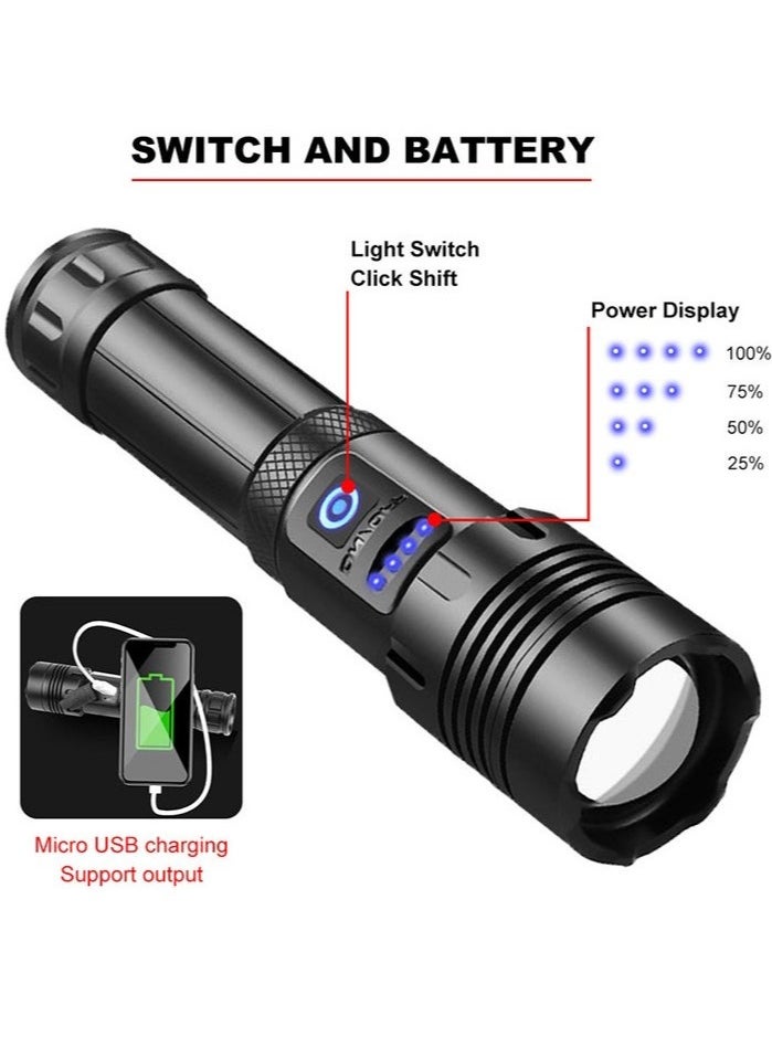 Arabest Super XHP160 Powerful Led Flashlight, XHP160 High Power Torch Light, Rechargeable Tactical Flashlight, 26650 Usb Camping Lamp Long Style  - Image 5