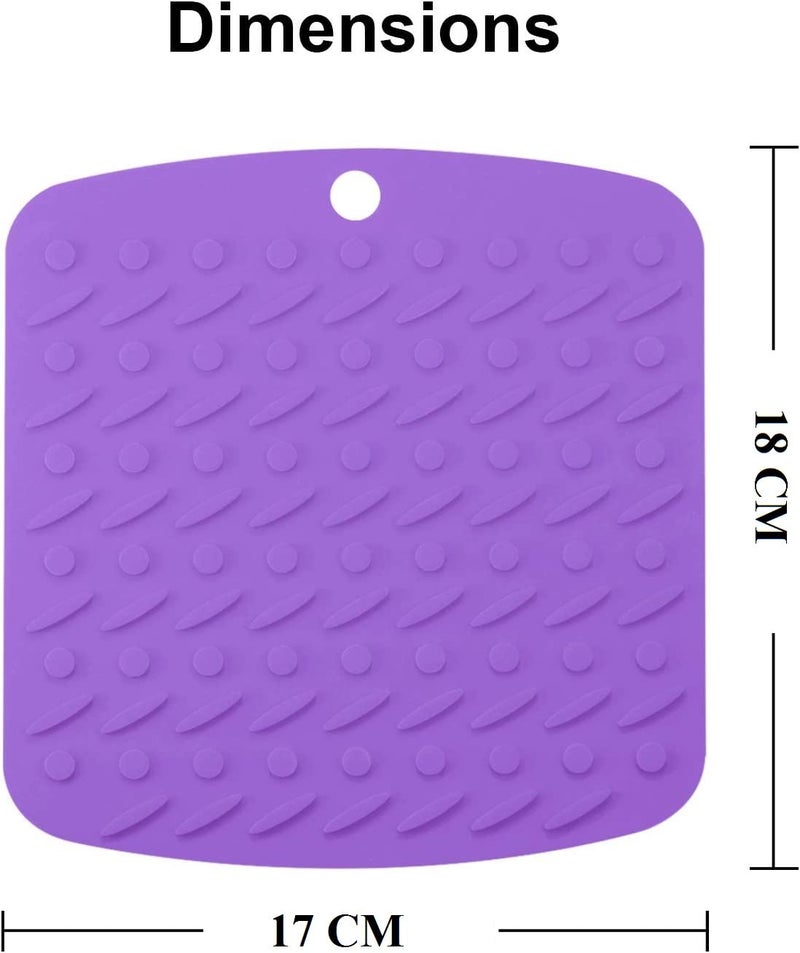 Besillia Silicone Trivet Mats 2pcs-Randomly, Square Pot Pads, Heat Resistant Dish Drying Mat Jar Opener for Kitchen Counter Table. - Image 2