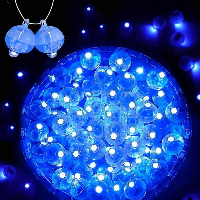 Goodern 50Pcs Led Lights, Multicolor Round Flash Ball Lamp for Paper Lantern Balloon, Waterproof Mini Indoor Outdoor Party Wedding Decoration Supplies Pendant Filler - Blue - Image 4