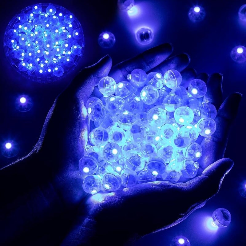 Goodern 50Pcs Led Lights, Multicolor Round Flash Ball Lamp for Paper Lantern Balloon, Waterproof Mini Indoor Outdoor Party Wedding Decoration Supplies Pendant Filler - Blue - Image 1