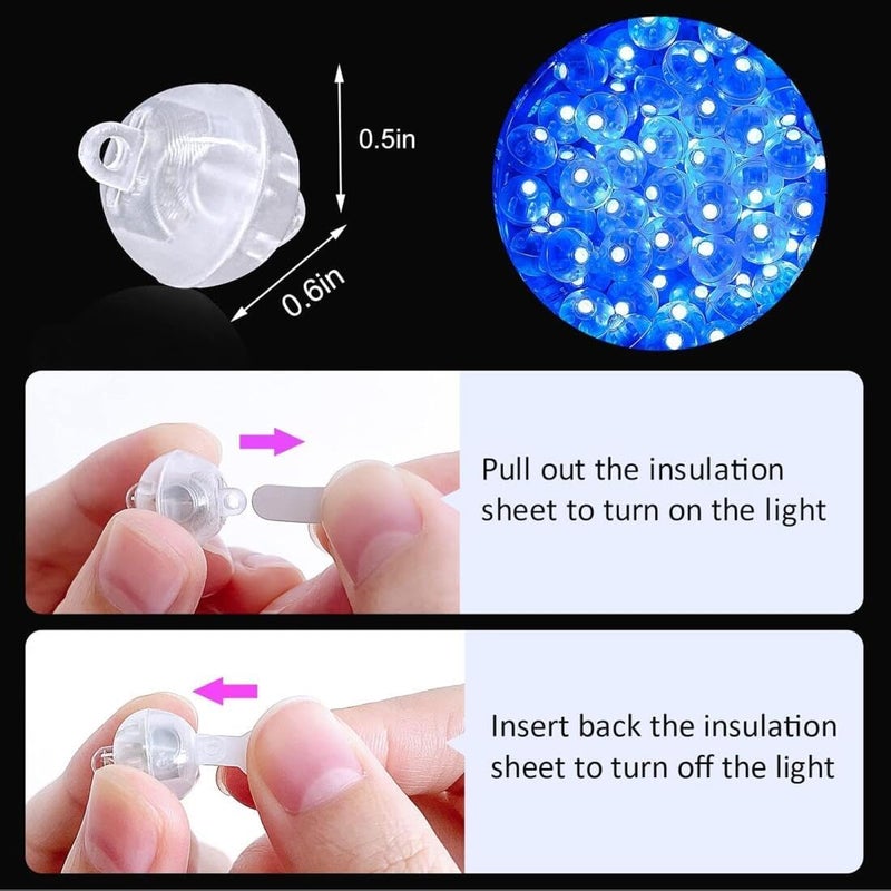 Goodern 50Pcs Led Lights, Multicolor Round Flash Ball Lamp for Paper Lantern Balloon, Waterproof Mini Indoor Outdoor Party Wedding Decoration Supplies Pendant Filler - Blue - Image 2